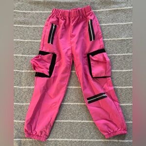 SHEIN Kids Pink Joggers with Black Accents